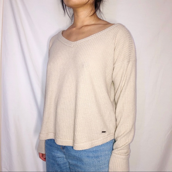 Hollister Medium Cream Slouchy Waffle Tunic // M - Picture 2 of 4